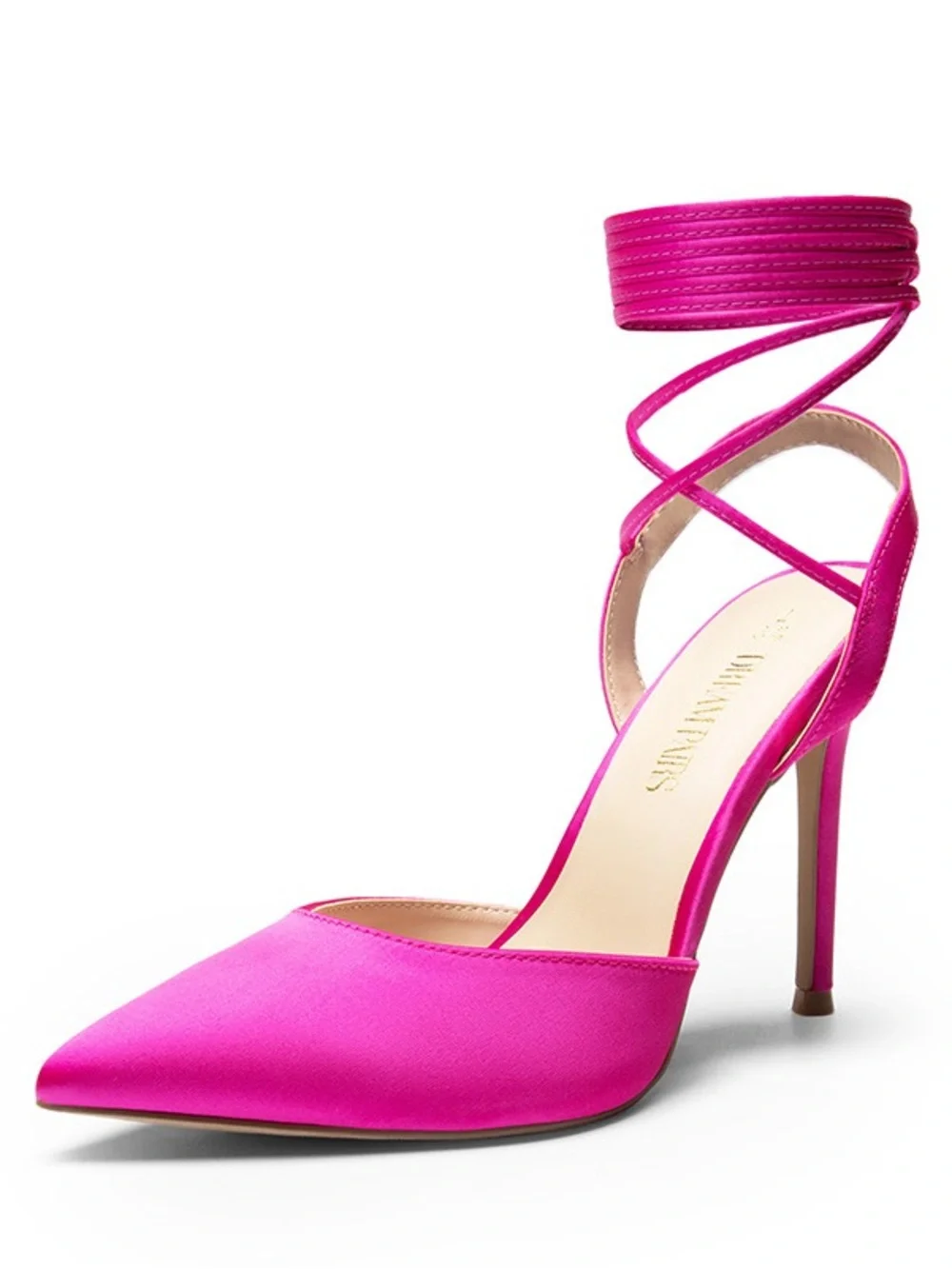 Dream Pairs Hot Pink Pointed-Toe Ankle Wrap Stiletto